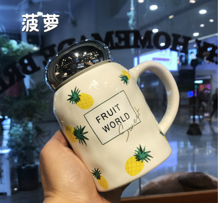 Cute Cartoon Ceramics travel Coffee mug set with spoon 