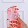 New Bounce Cover Plastic Bottles 600ml Food Grade Adult Handle Space Straw Bottle