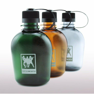 650ml Portable Flat Army Green Plastic Drinking Water Bottle Sport Bottle