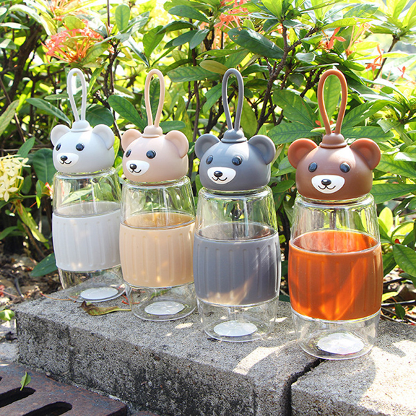 Teddy Handy Bottle Cartoon Plastic Space Kettle Student Gift Custom Water Bottles
