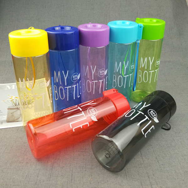Customized Creative Handle Simple AS Plastic Large-mouthed Colored Alphabet Cold Drink Juice Bottle