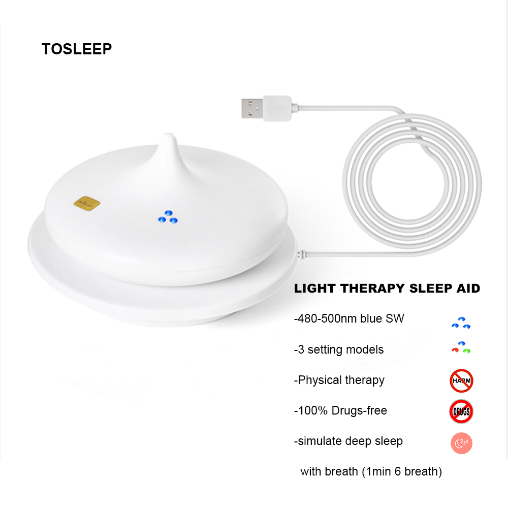 TOSLEEP Smart Portable Sleep Aid Blue Light Therapy Sleep Device For Insomnia - Improve Sleep Quality Device 
