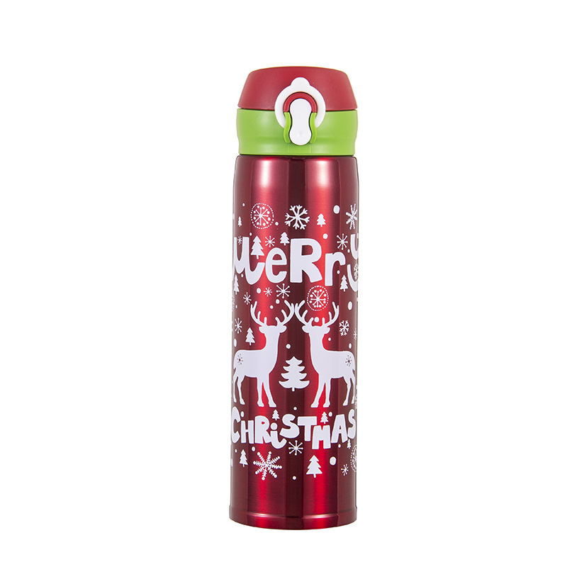 500ML Christmas Gift Custom Double Wall Stainless Steel Vacuum Flask Red 