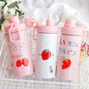 Creative strawberry insulation bottles boys and girls portable straw simple lovely water bottle