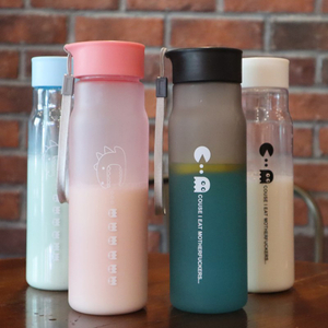 Custom Logo Plastic Frosted Bottles Portable Gift Milk Coffee Bottle