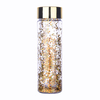 Electroplated Round Cover Double Space Bottles with Sequins Straight Plastic Water Bottle Sport Kettle