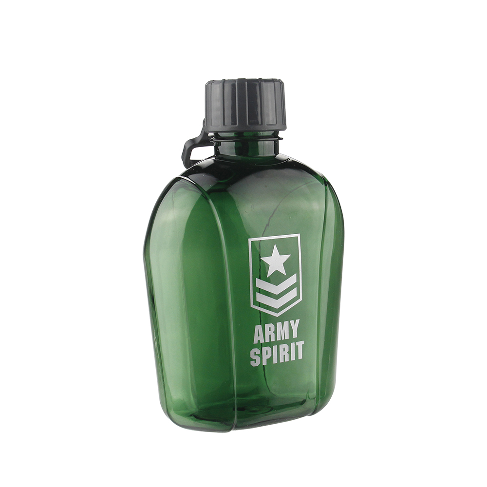 650ml Portable Flat Army Green Plastic Drinking Water Bottle Sport Bottle