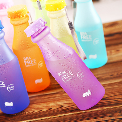 Frosted High Quality Plastic Portable Unbreakable Soda Bottle Sealed 550ml Kettle