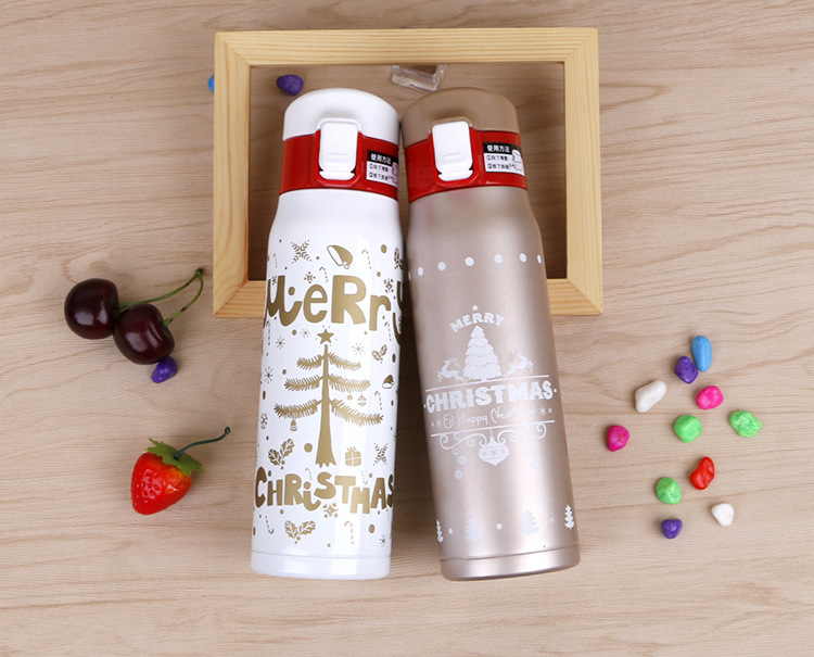 750ml Hot Christmas Printing Custom 18/8 Double Wall Stainless Steel Water Bottle 