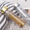 Electroplated Round Cover Double Space Bottles with Sequins Straight Plastic Water Bottle Sport Kettle