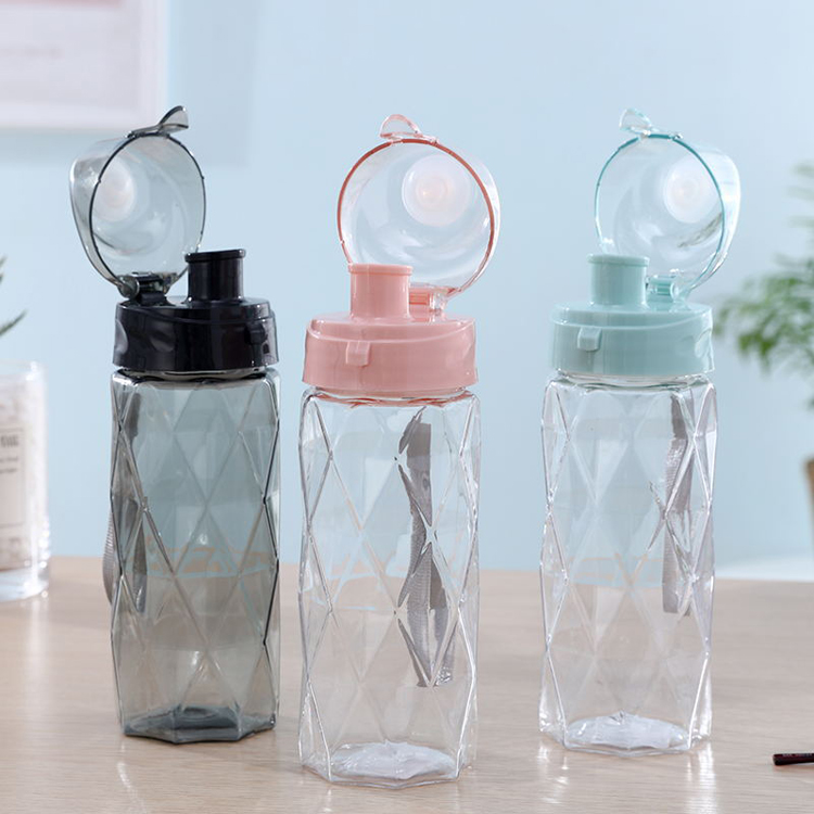 Modern Simple Creative Transparent Teacup Diamond Colorful Handheld Plastic Bottles