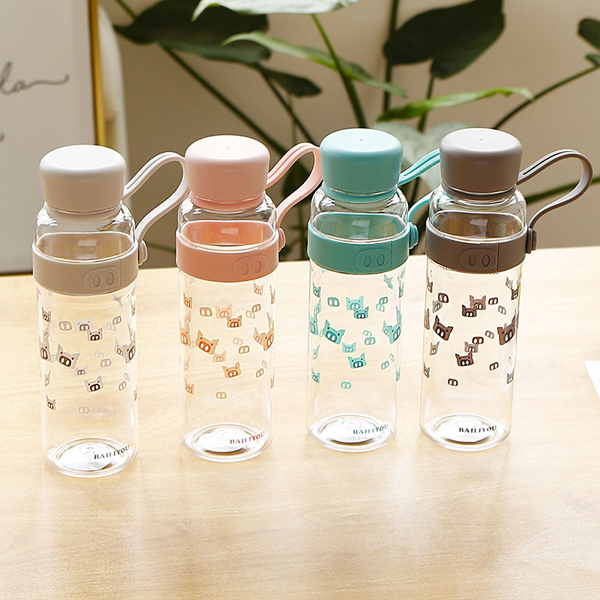 Fashion Pig Handle Plastic Bottles Summer Students Drink Water Outdoor Sports Water Bottle