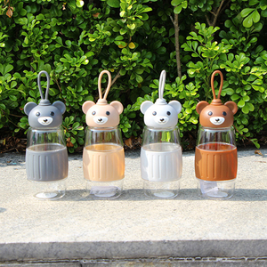 Teddy Handy Bottle Cartoon Plastic Space Kettle Student Gift Custom Water Bottles