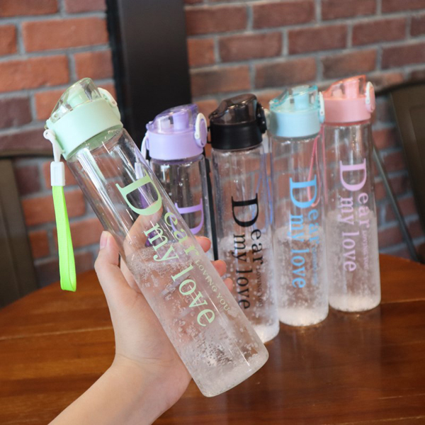 New Bounce Cover Plastic Handy Bottles Outdoor Drop Resistant Student Family Couple with Rope Gift Bottle