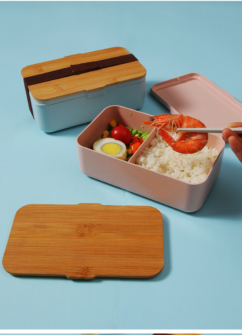 bamboo lunch box with 2 individes