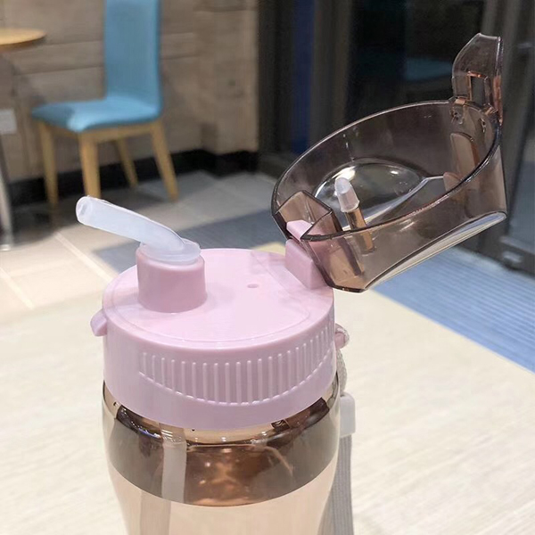 Portable Plastic Water Bottles with Graduated Sports Kettle Straw Space Bottle