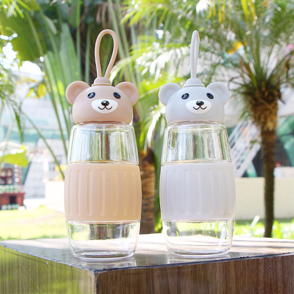 Teddy Handy Bottle Cartoon Plastic Space Kettle Student Gift Custom Water Bottles