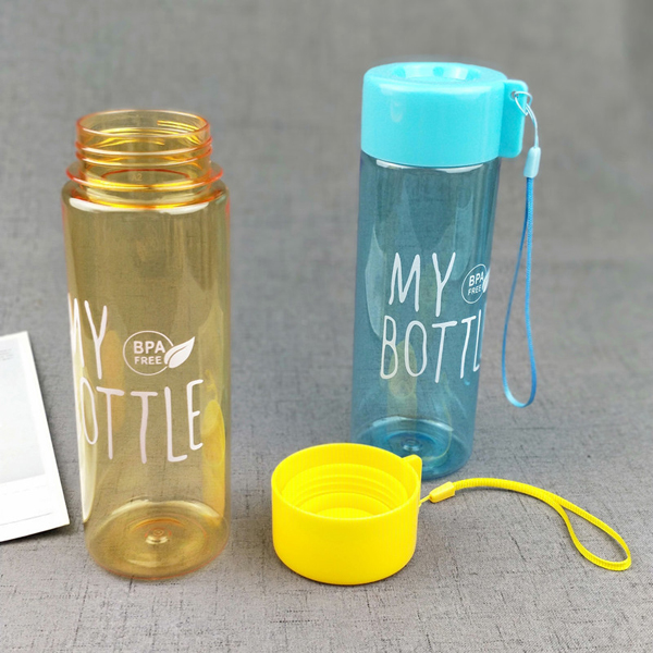 Customized Creative Handle Simple AS Plastic Large-mouthed Colored Alphabet Cold Drink Juice Bottle