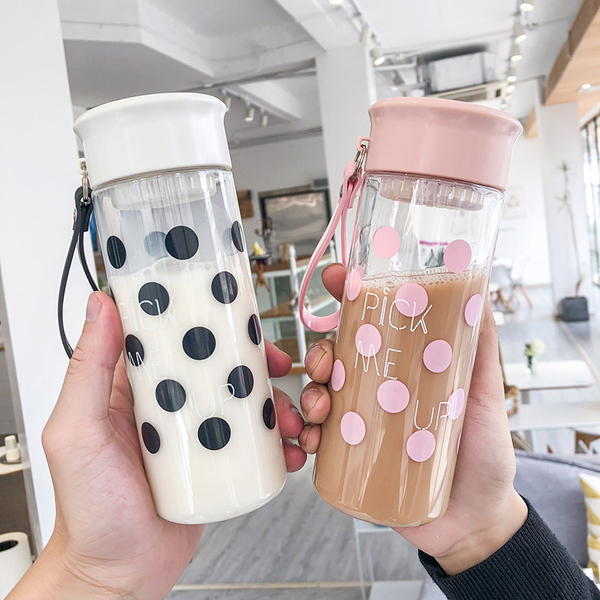 Trend Wave Point Plastic Art Water Bottles Outdoor Portable Tea Partition Handy Bottle