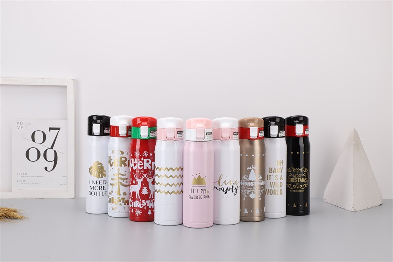 750ml Hot Christmas Printing Custom 18/8 Double Wall Stainless Steel Water Bottle 