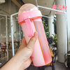 A Bottle of Double Drink Student Small Fresh Plastic Frosted Portable Straw Water Bottles