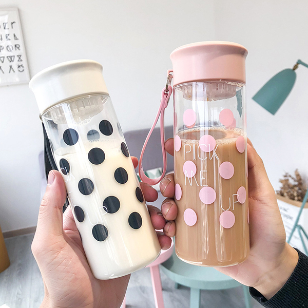 Trend Wave Point Plastic Art Water Bottles Outdoor Portable Tea Partition Handy Bottle