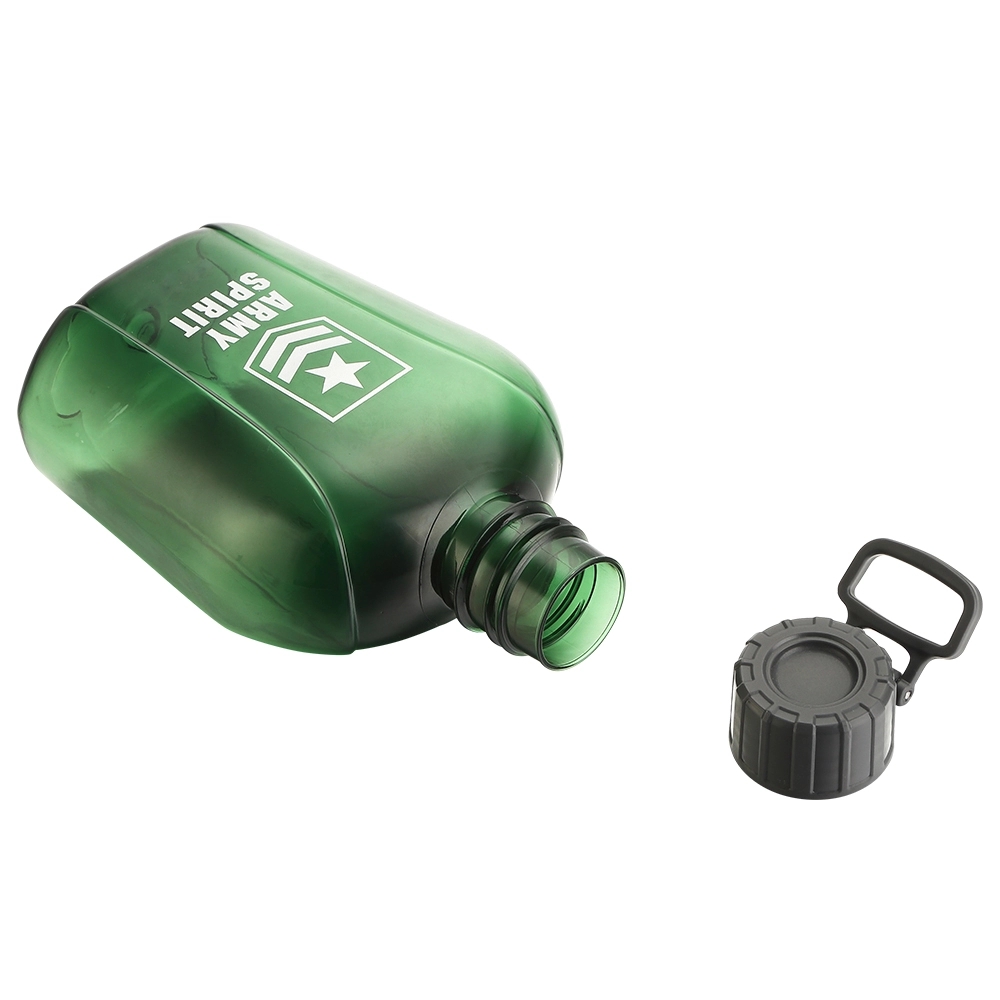 650ml Portable Flat Army Green Plastic Drinking Water Bottle Sport Bottle