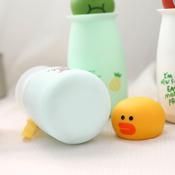 Cute Plastic Shell Glass Lovely Animal Head Drinking Water Bottle