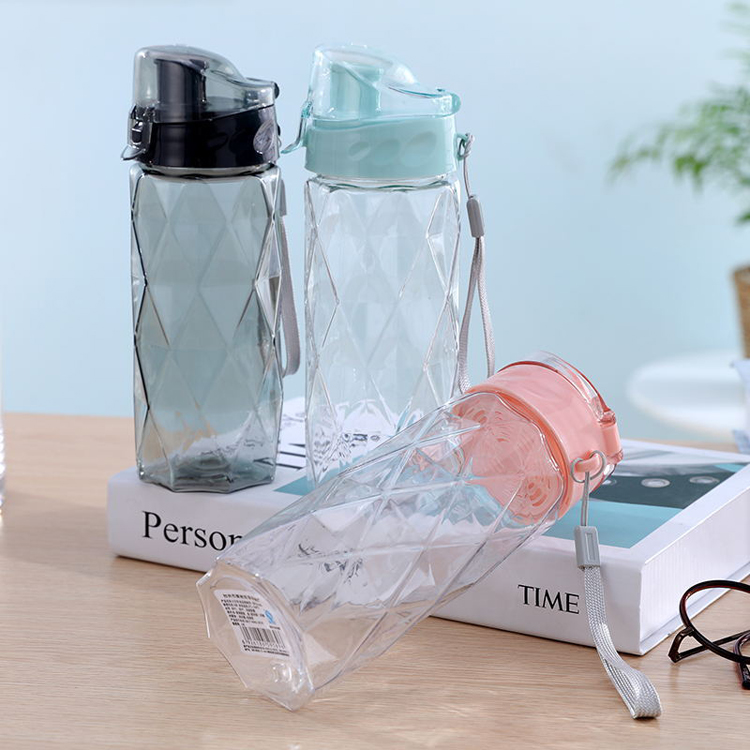 Modern Simple Creative Transparent Teacup Diamond Colorful Handheld Plastic Bottles
