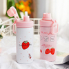 Creative strawberry insulation bottles boys and girls portable straw simple lovely water bottle