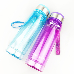 Transparent Color Portable Outdoor Space Plastic Water Bottle with Tea Compartment 1000ml Scale Sports Cold Water Bottle