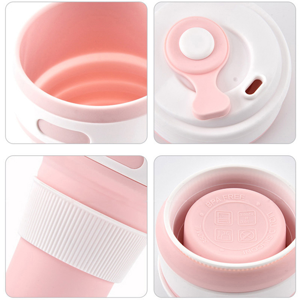350ml/12oz Portable Folding Coffee Cups Travel Telescopic Collapsible Drinking Cup tazas Silicone Retractable Cup With Lids
