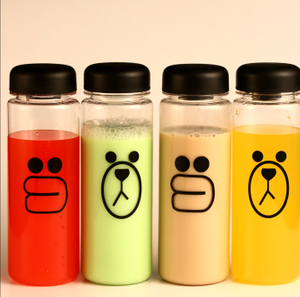 Glass Water Bottle Portable Leakproof Thermoplastic Plastic Cute Sports Outdoor Running Camping Hiking Student 