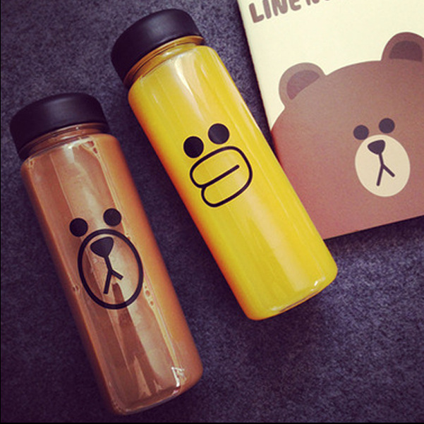 Glass Water Bottle Portable Leakproof Thermoplastic Plastic Cute Sports Outdoor Running Camping Hiking Student 