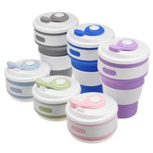 350ml/12oz Portable Folding Coffee Cups Travel Telescopic Collapsible Drinking Cup tazas Silicone Retractable Cup With Lids